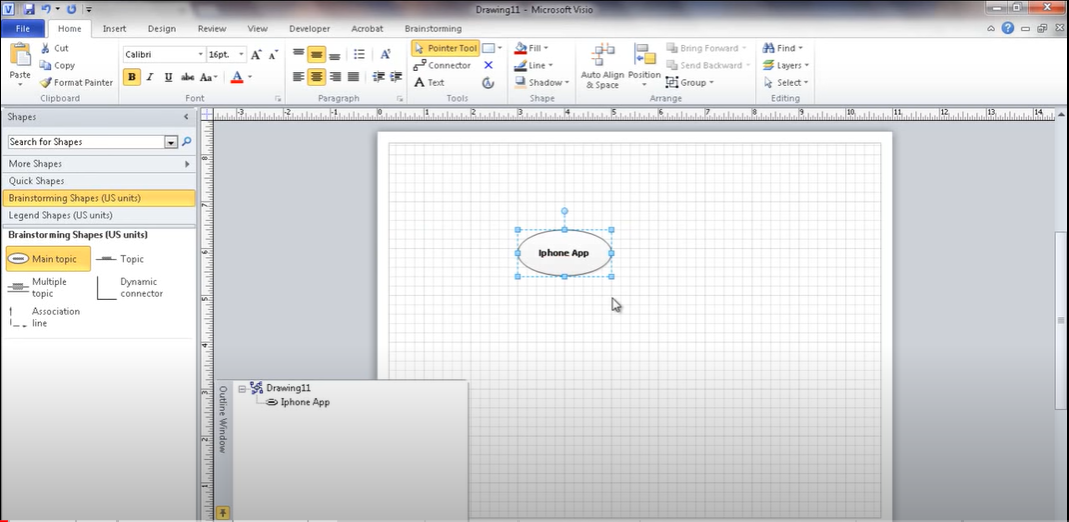 adding main topic visio