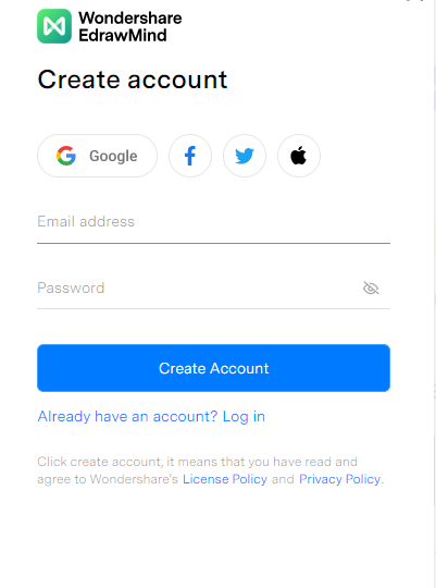 create an account on edrawmind online