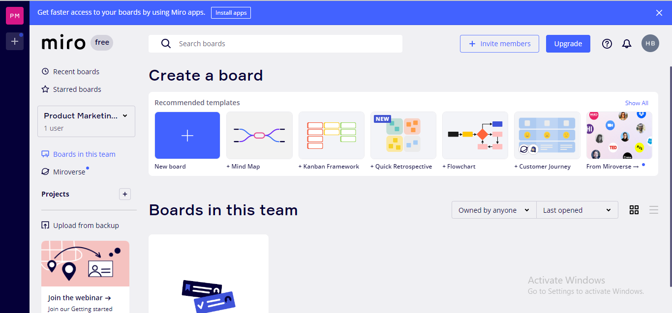 mind mapping via miro