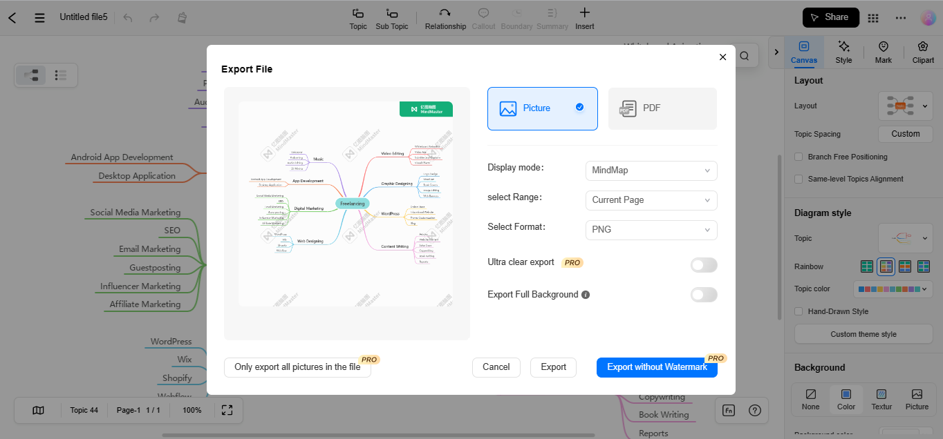 edrawmind online export format
