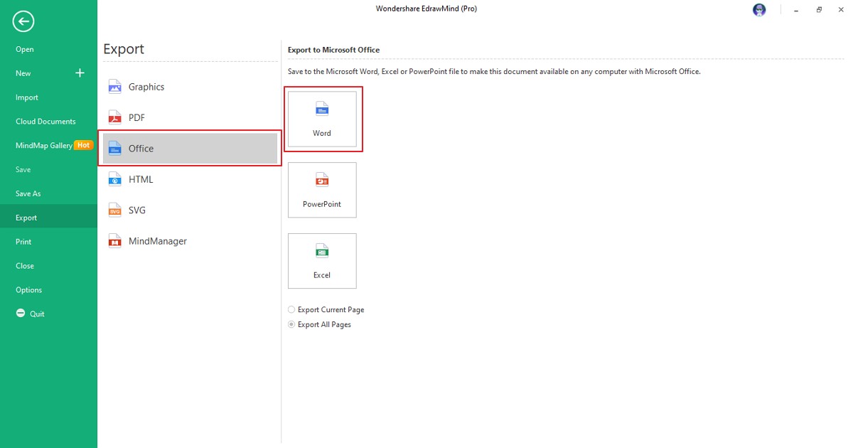 save mind map as word file