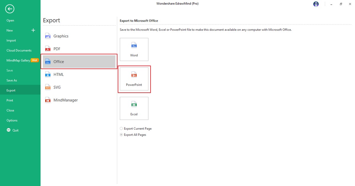 export mind map as powerpoint