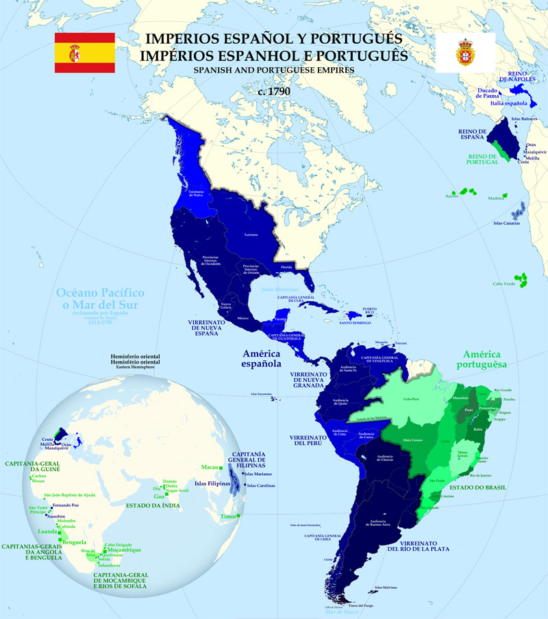 Spanish and Portuguese Empires in 1790