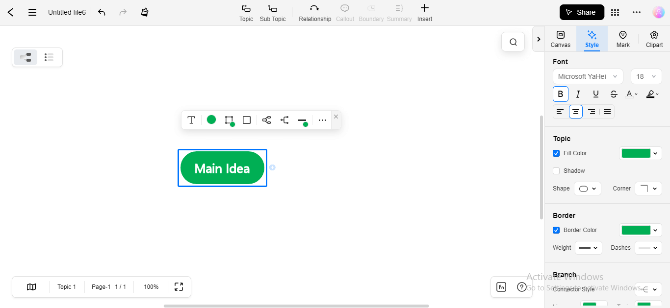 add the main idea in edrawmind online