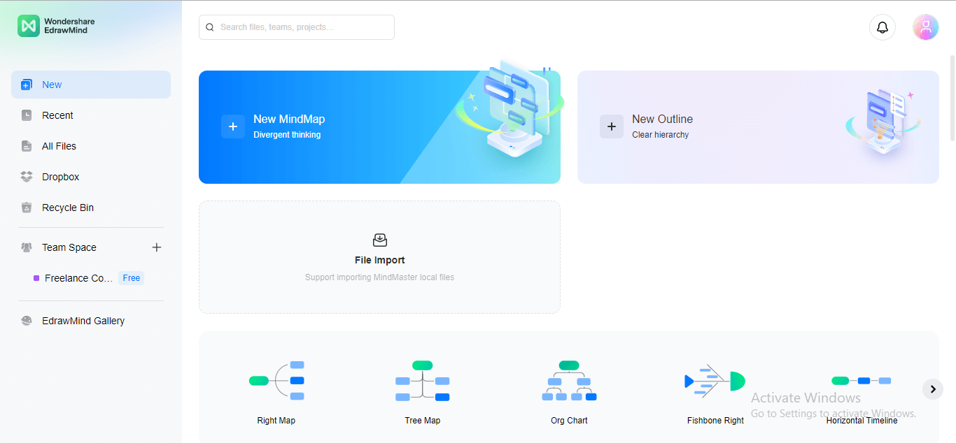 new mindmap option in edrawmind online