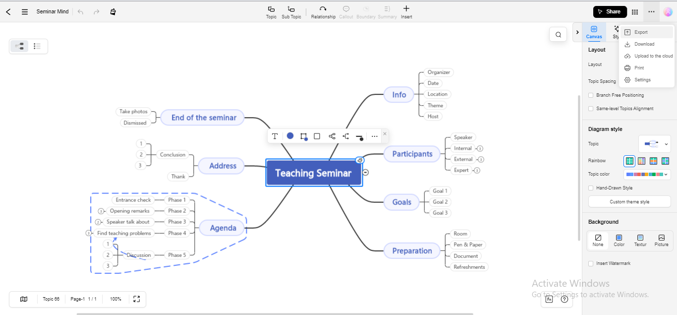  choose the export option edrawmind online