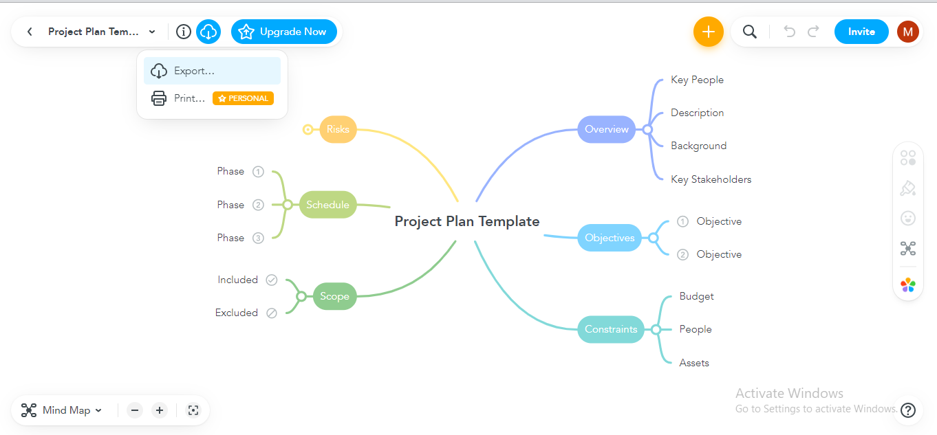  choose the export option in mindmeister