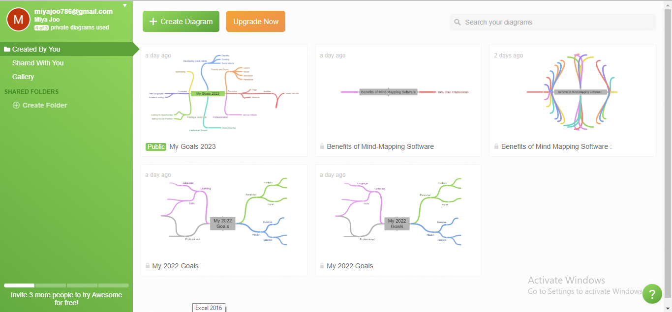 click create a diagram in coggle