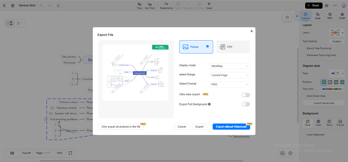  export format in edrawmind online