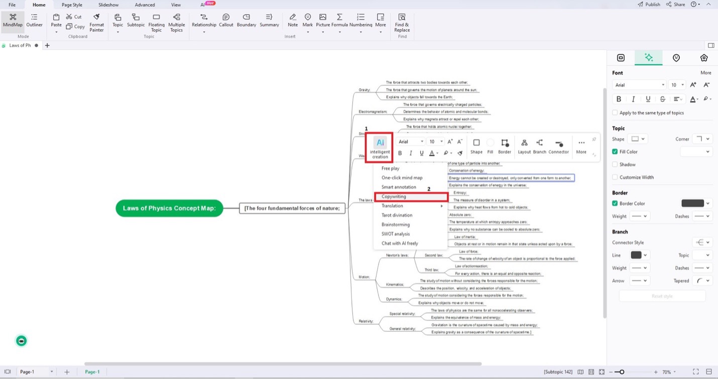 recurso de ia de copywriting do edrawmind