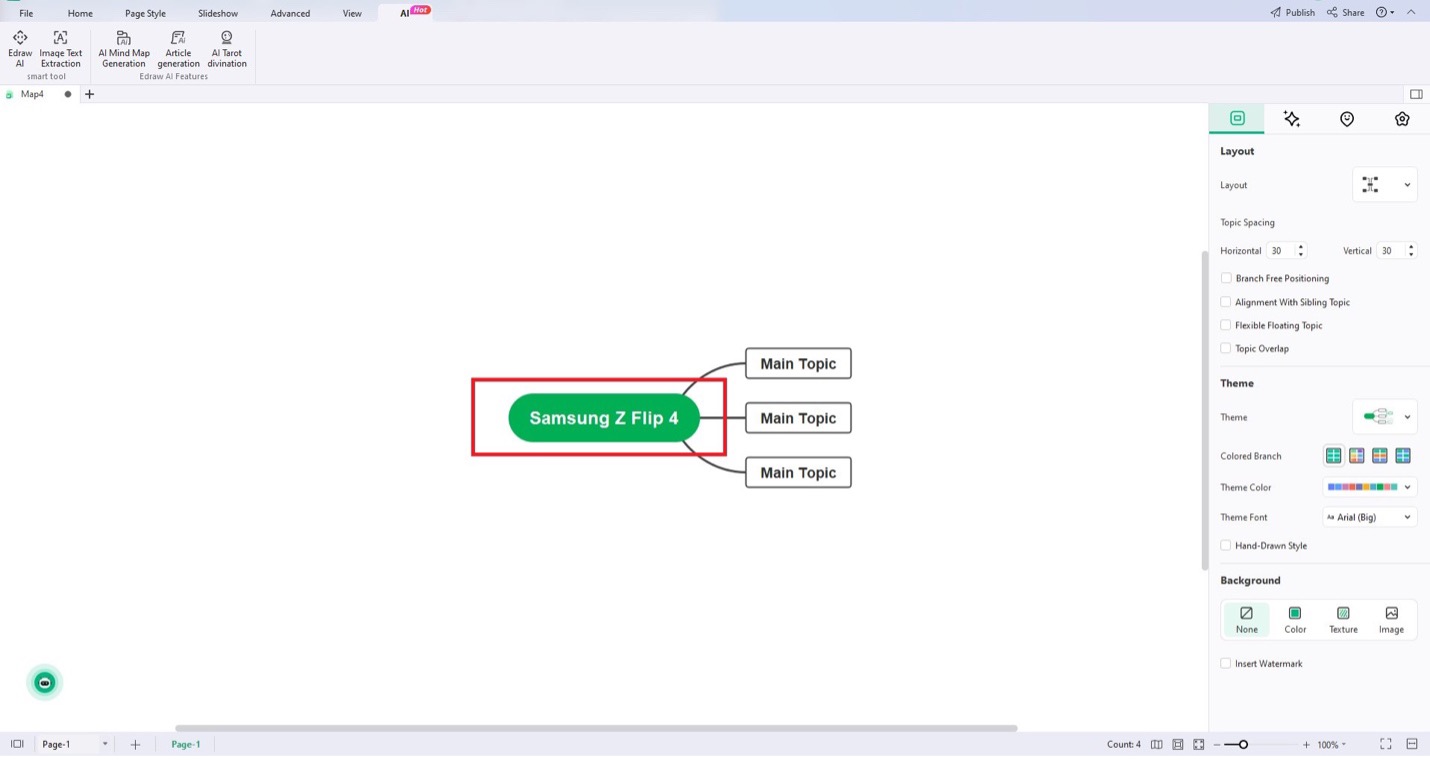 edrawmind canvas click topic