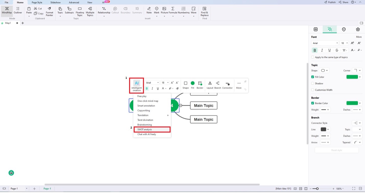 edrawmind swot analysis feature