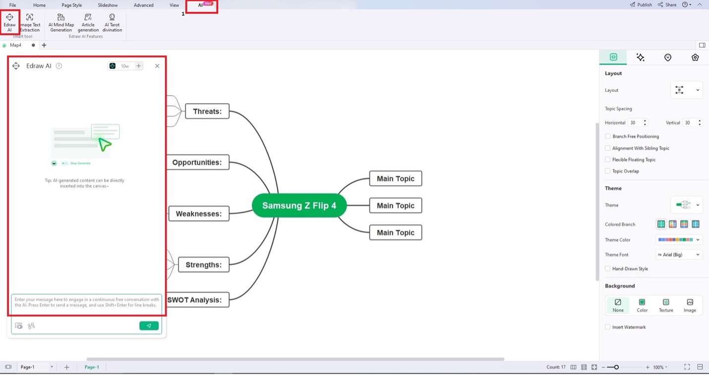 Fonctionnalité du chatbot edrawmind