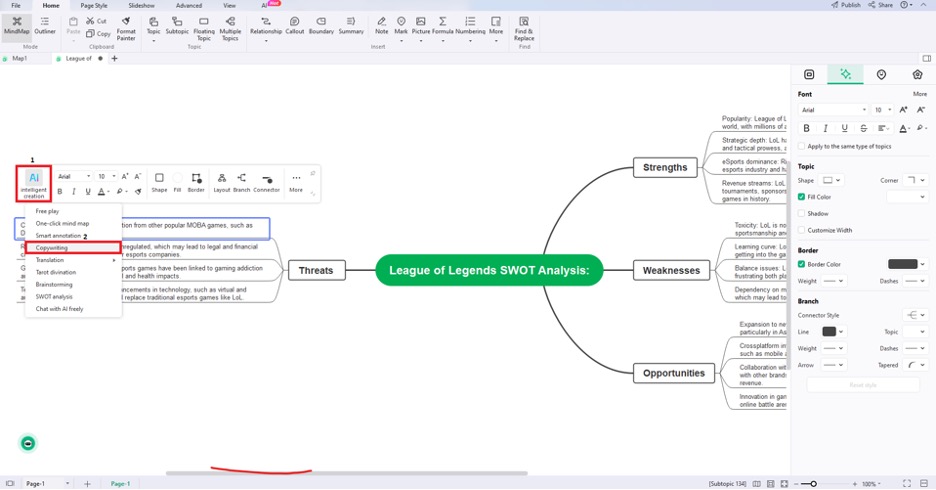 edrawmind ai copywriting feature