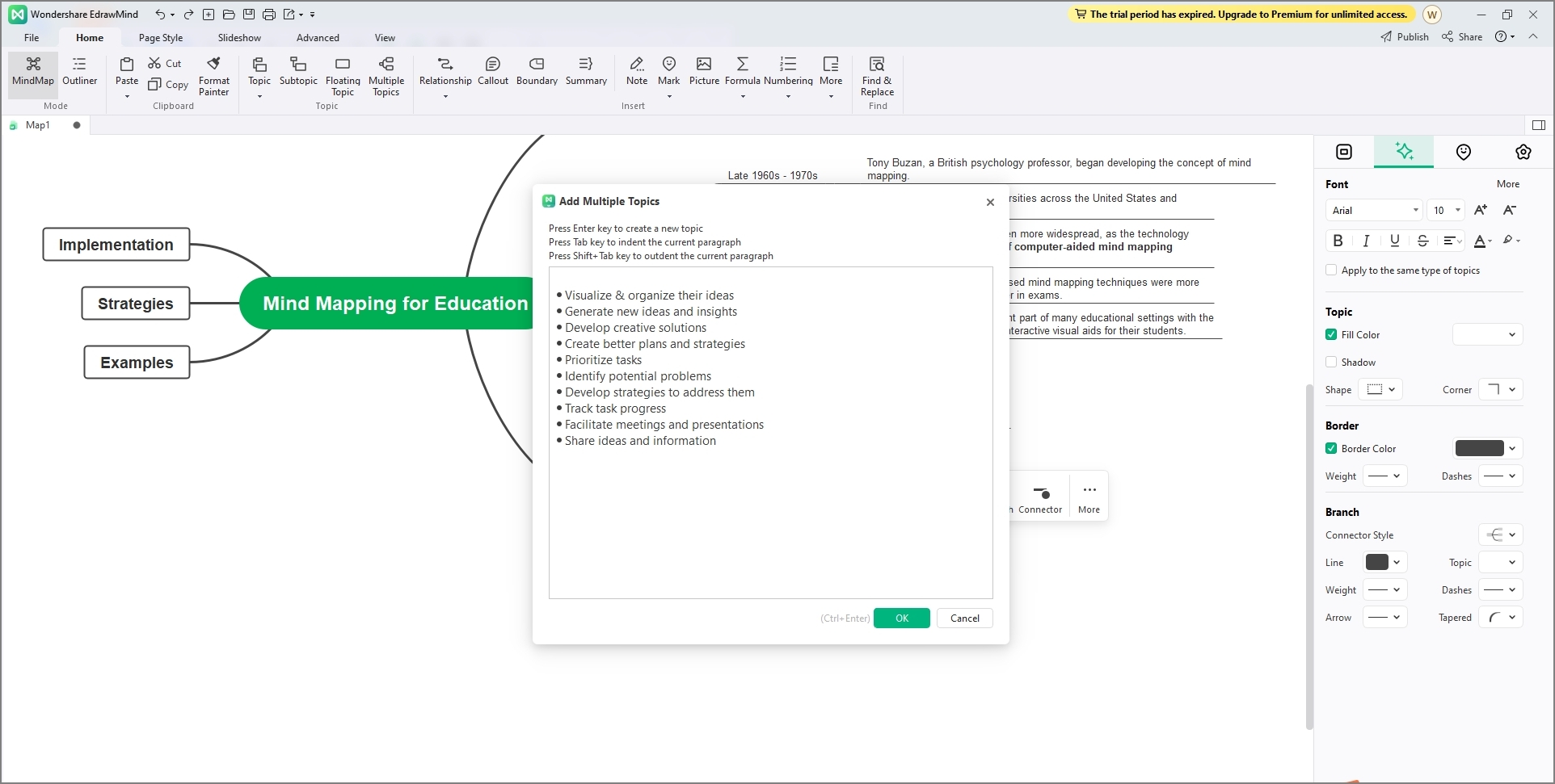 Añade múltiples subtemas con eDrawMind