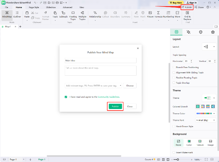 edrawmind publish mind map