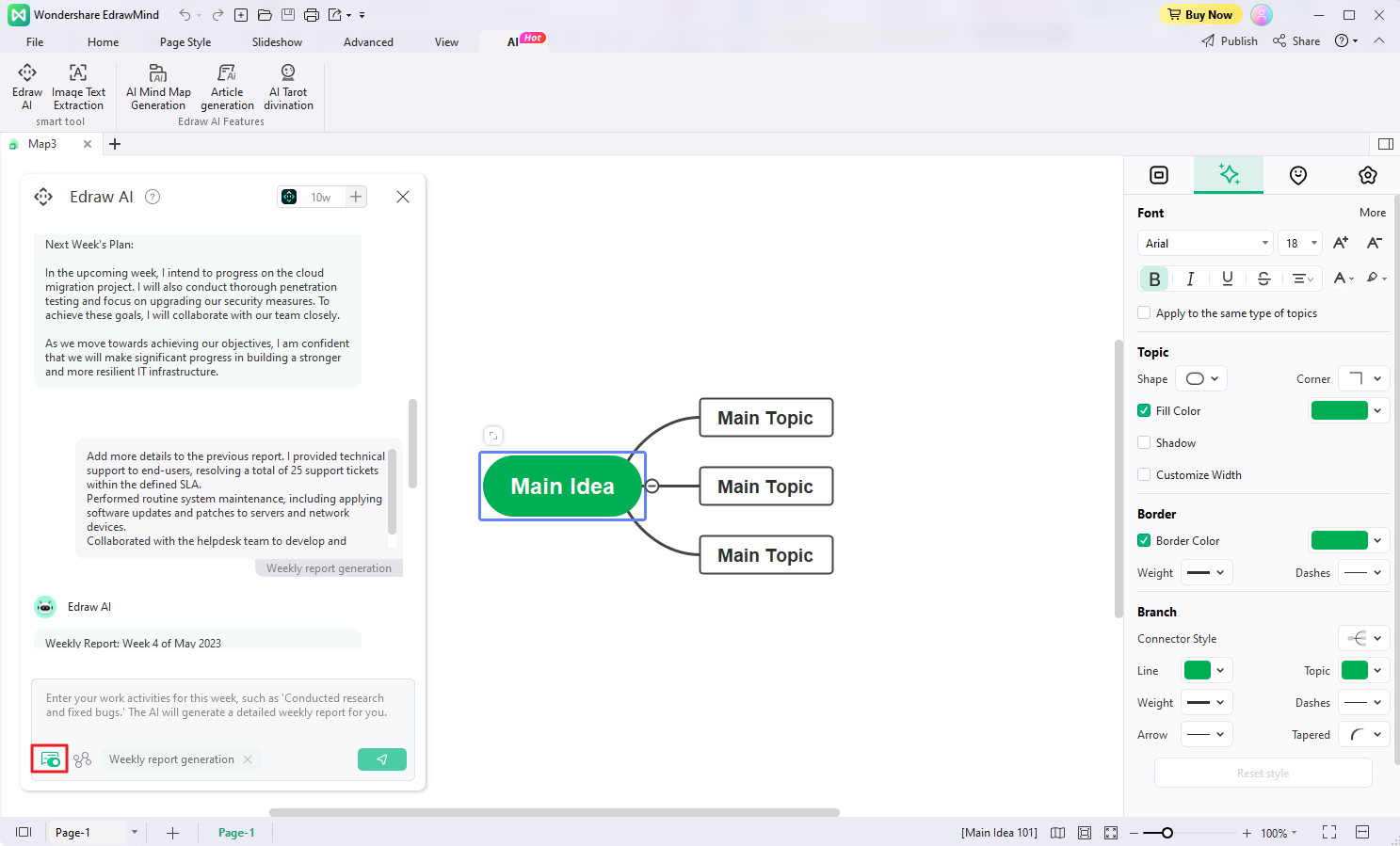 continuous dialog weekly report generation