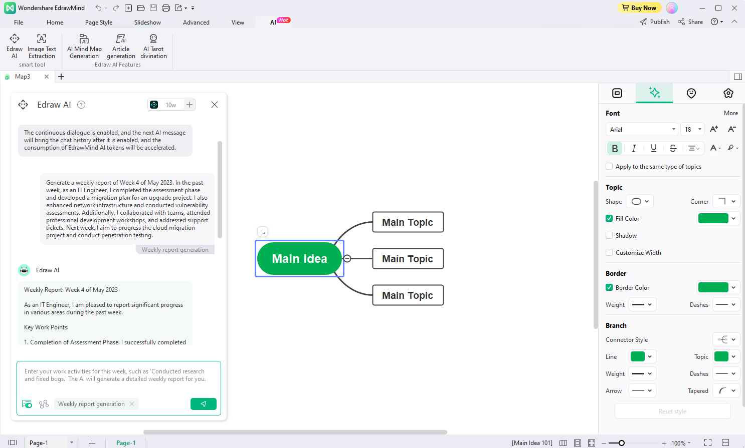 edraw ai window weekly report generation