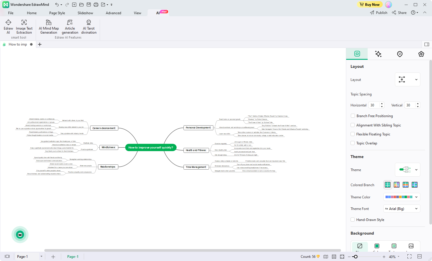one click mind map result