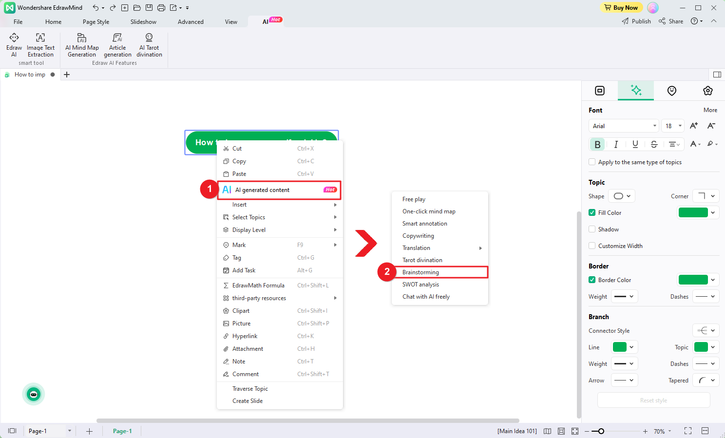 ideias de brainstorming com o edraw ai