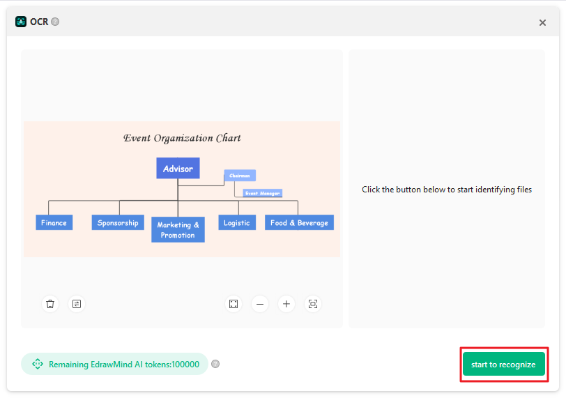 start to recognize text with edrawmind ocr